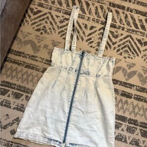 wild fable Light Blue overall Denim Dress with Faded White Details